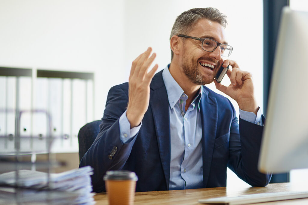 Excited business owner